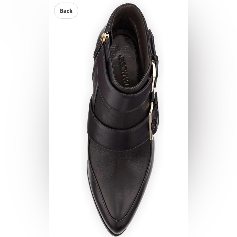 Jason Wu Black Leather Women’s Bootie Pale Gold Buckle Detail
Made in Italy